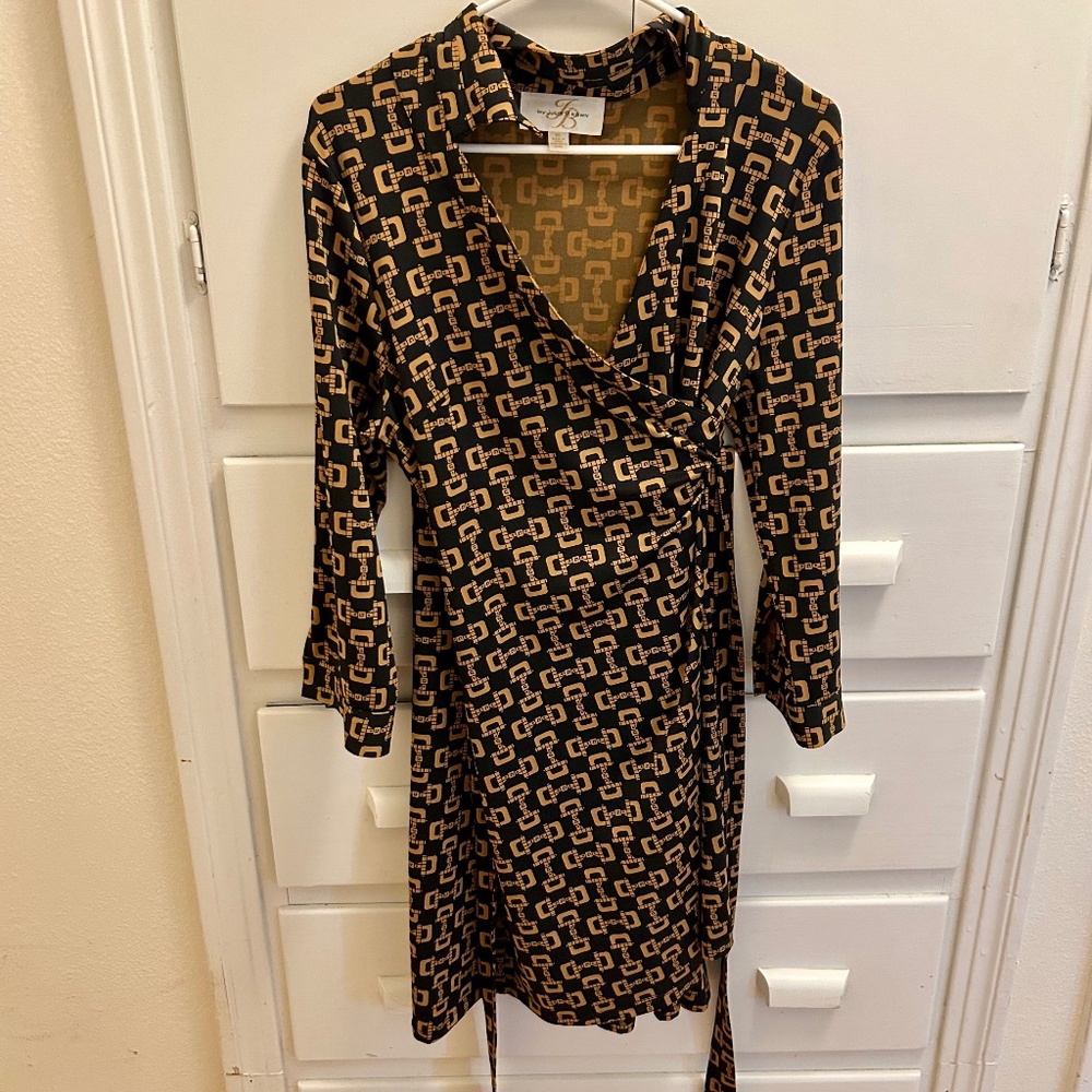 Black and Brown Wrap Dress